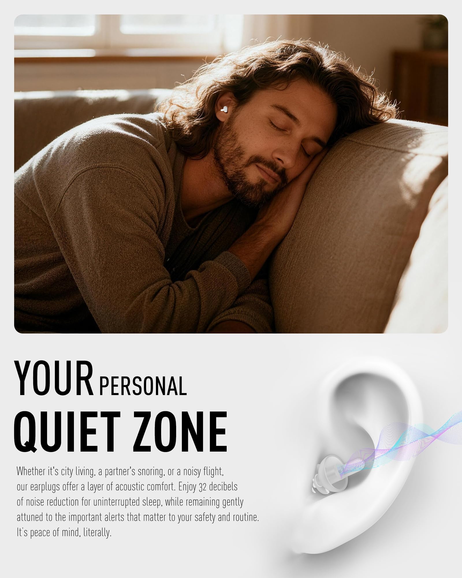 Softvox tapones de silicona suave con ajuste cómodo para dormir de lado