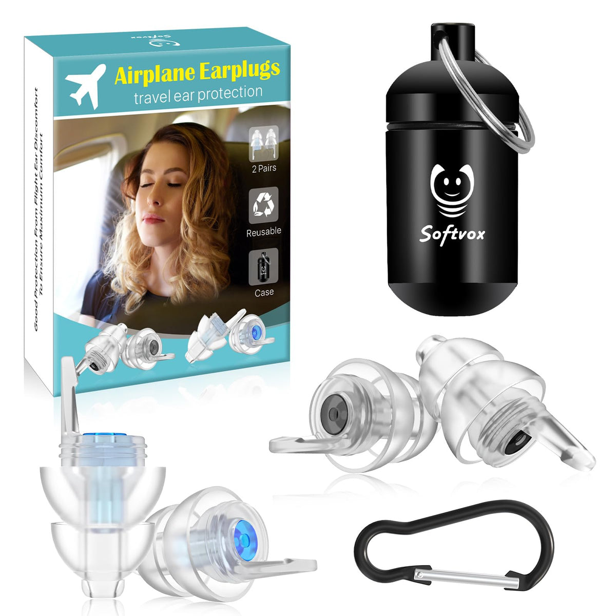 Softvox tapones de oídos para aviones con alivio de presión
