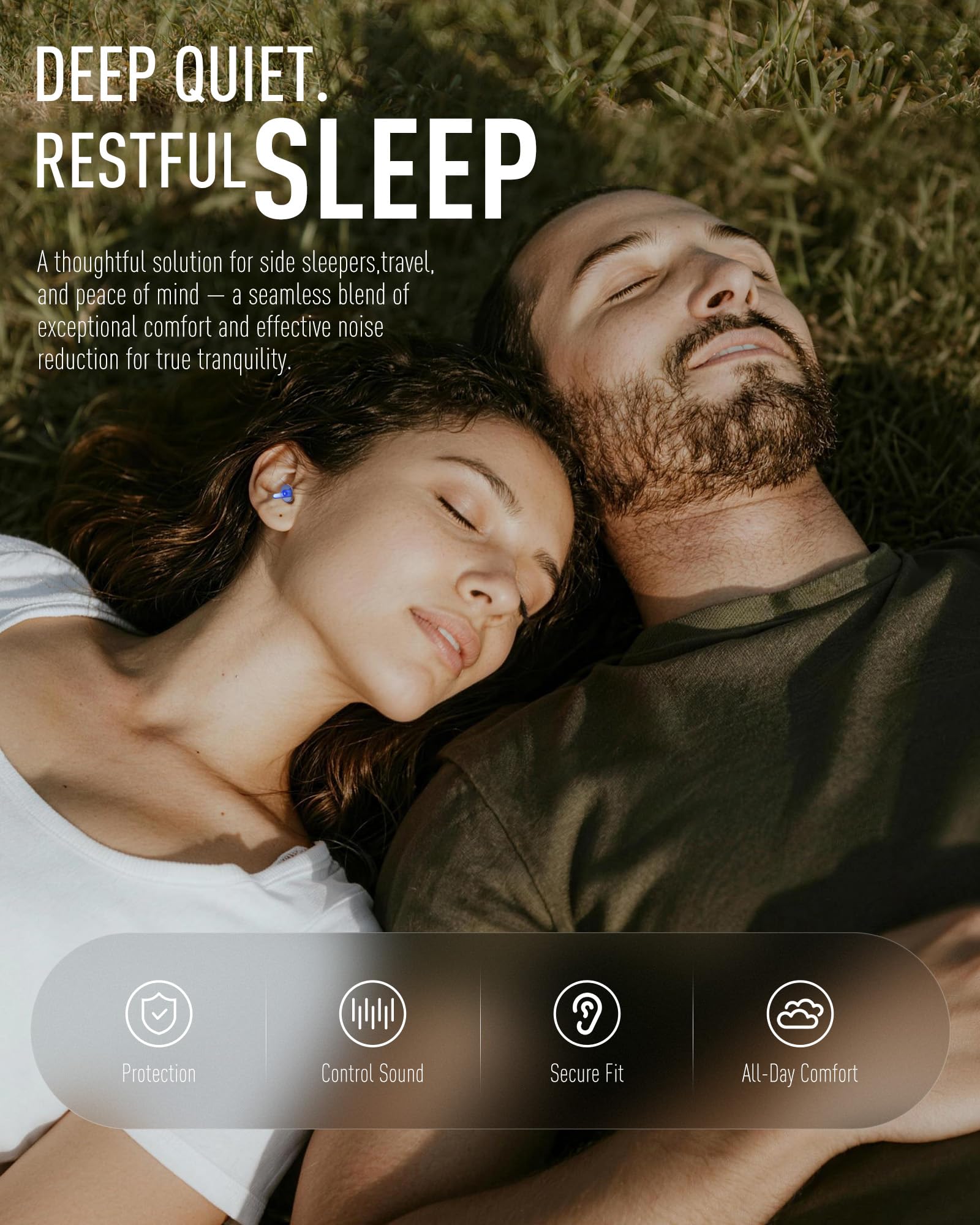 Softvox tapones dormir silicona suave primer plano, comodidad nocturna