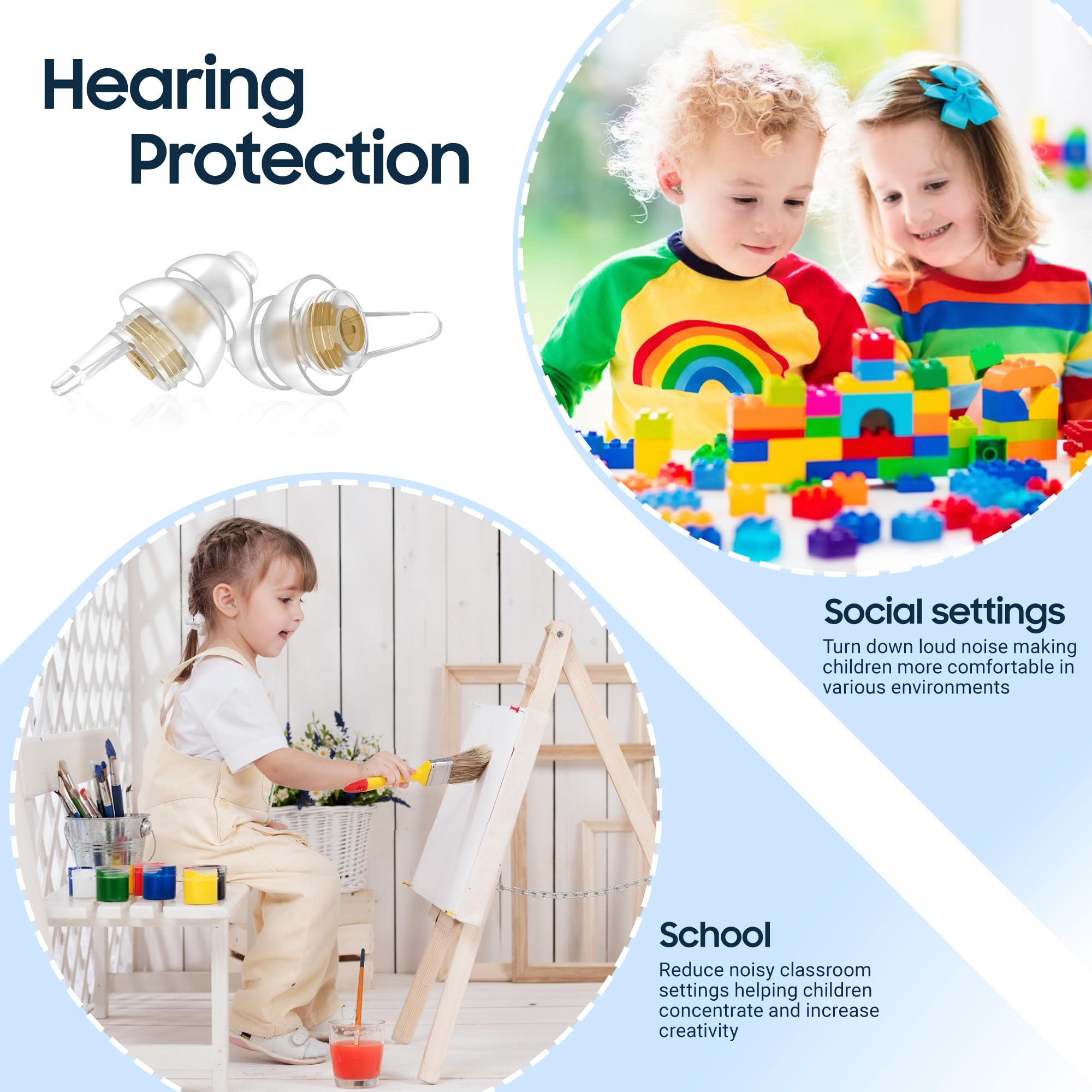 Softvox tapones para oídos infantiles con cordón, fáciles de guardar en estuche