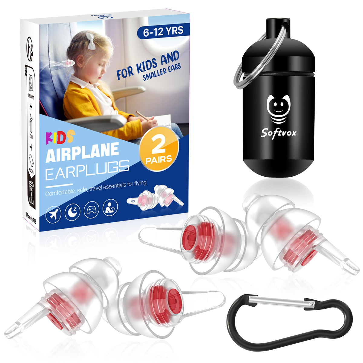 Softvox tapones auditivos para niños en primer plano, comodidad diaria