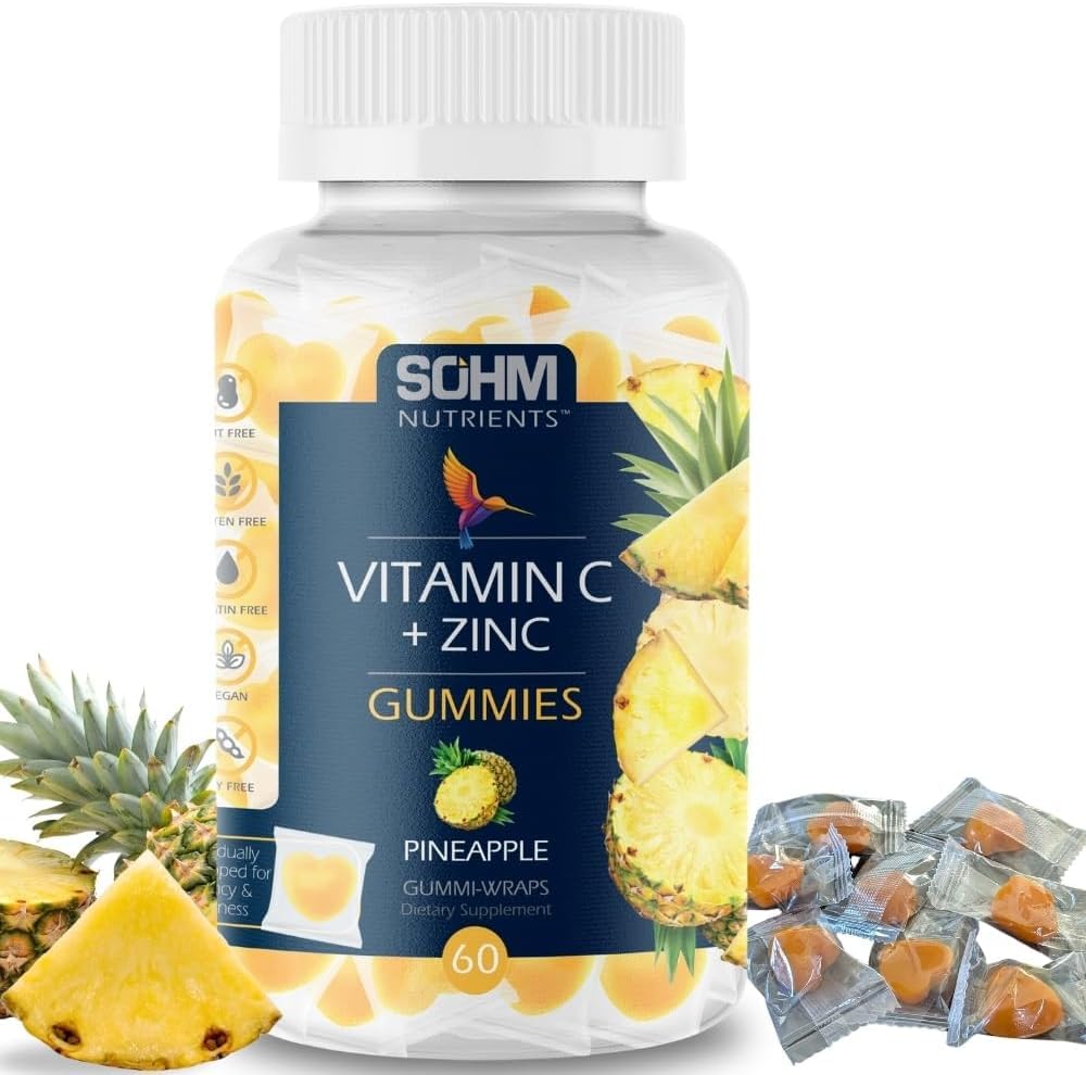 Gominolas de vitamina C 60000mcg de SOHM, sabor frutal y posible apoyo al sistema inmune.