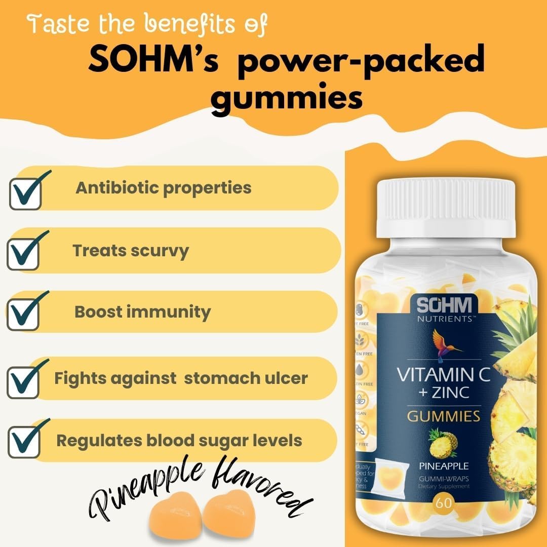 Gominolas de zinc 15000mcg de SOHM, formato práctico para adultos.
