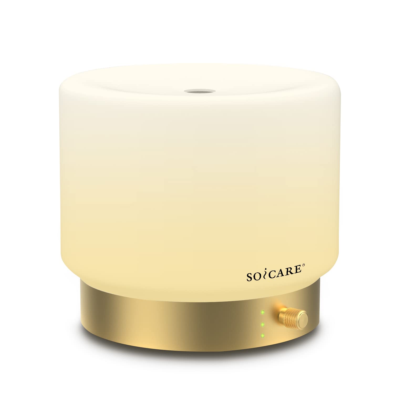Difusor SOICARE de vidrio con base dorada para sala o dormitorio