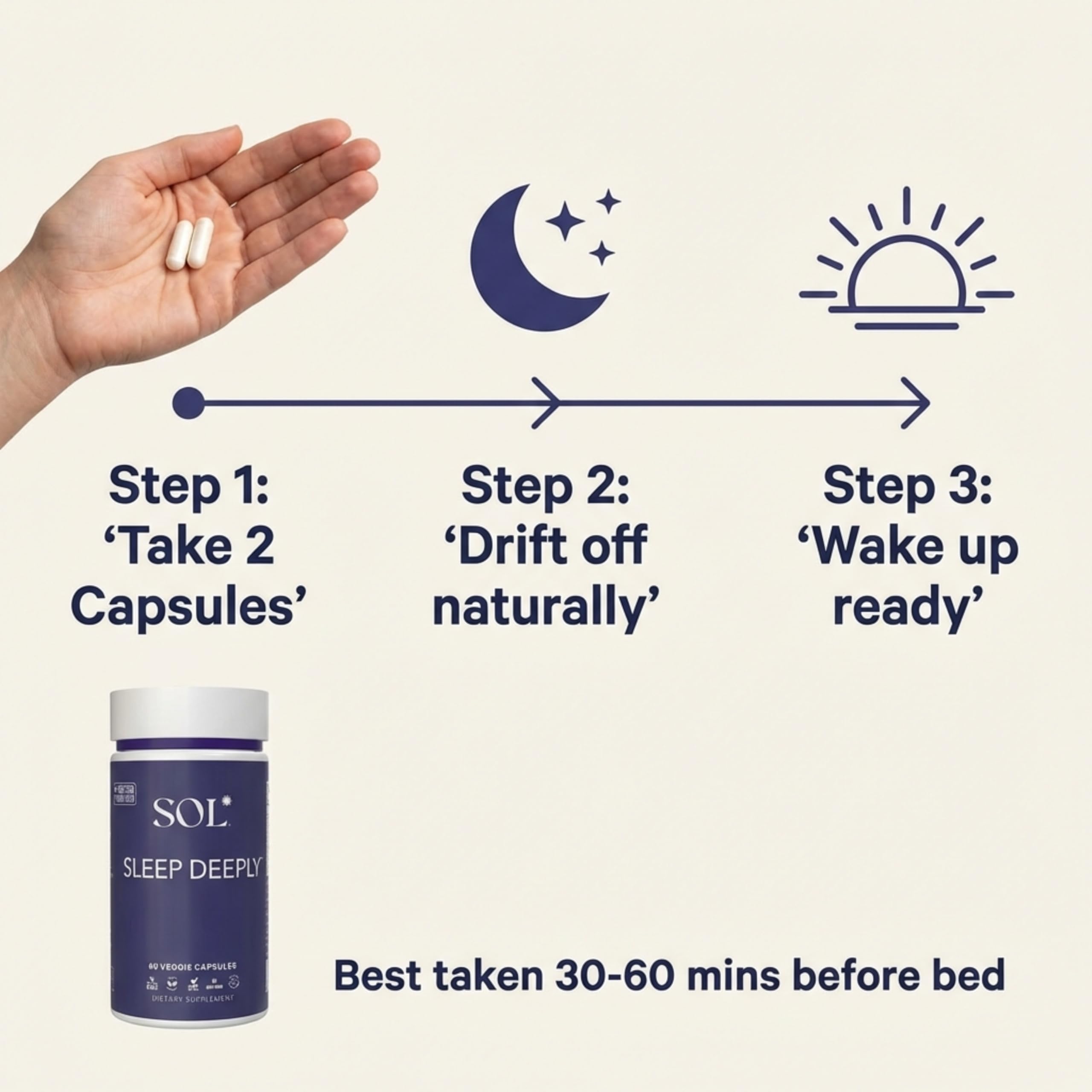 Sol Nutrition Sleep Deeply: uso nocturno suave para despertar renovado