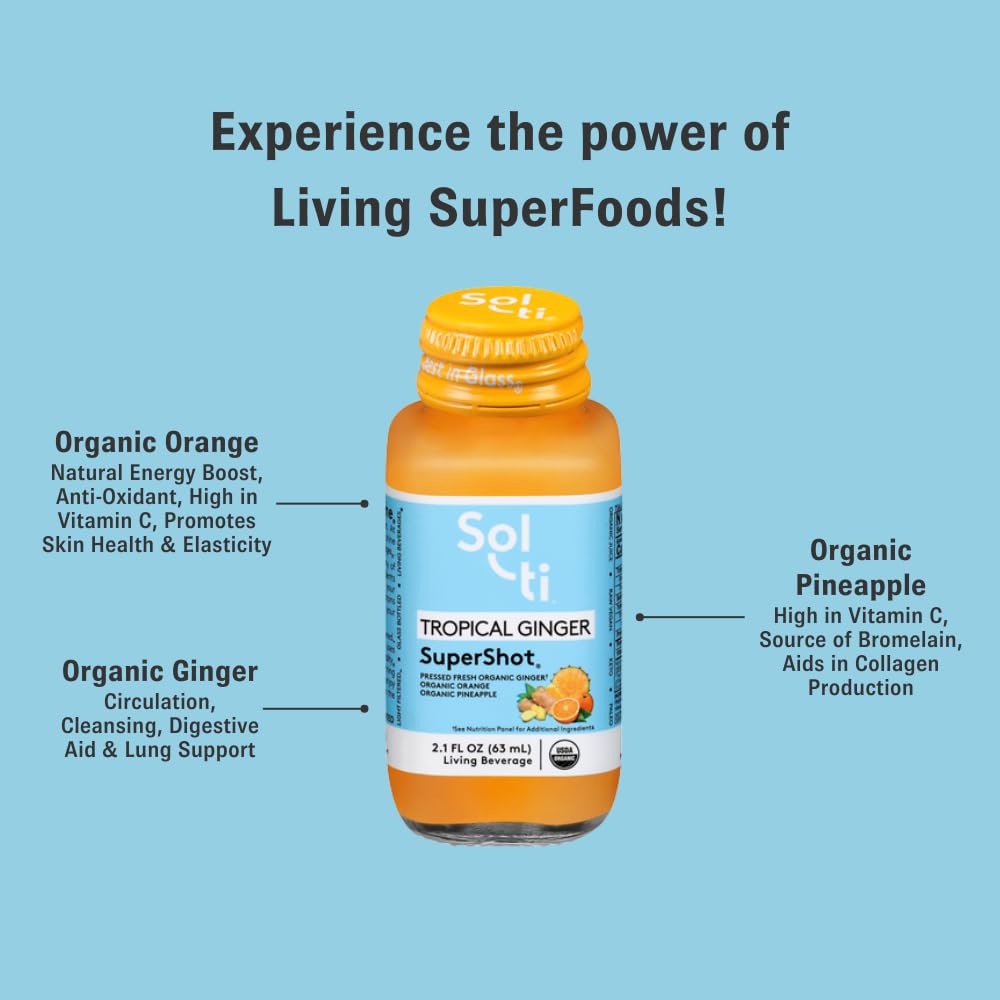Sol-ti Jengibre Tropical, naranjas brillantes para un impulso natural.