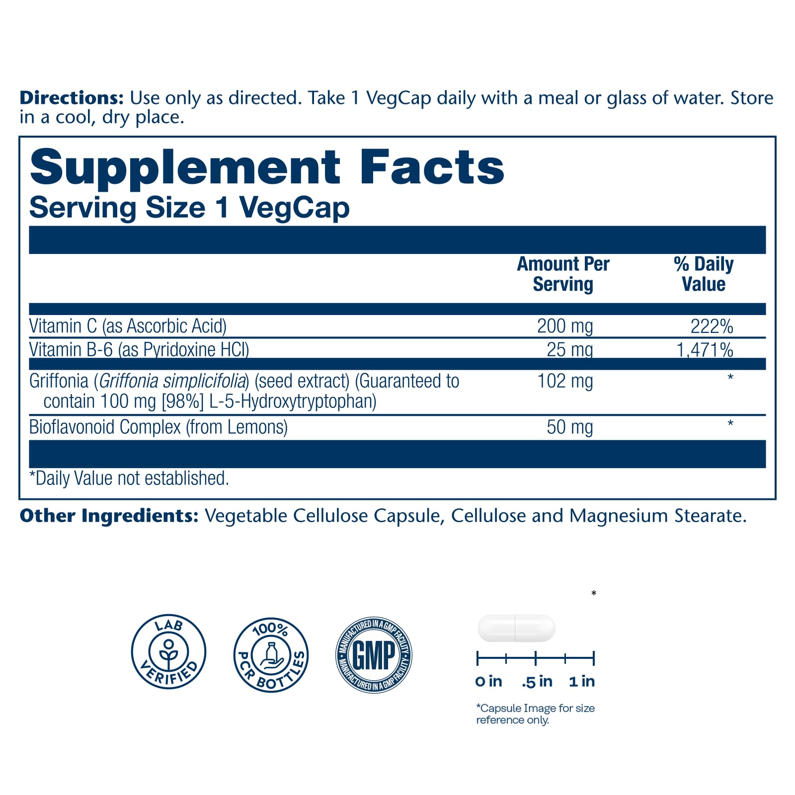 SOLARAY 5-HTP cápsulas para uso nocturno y descanso