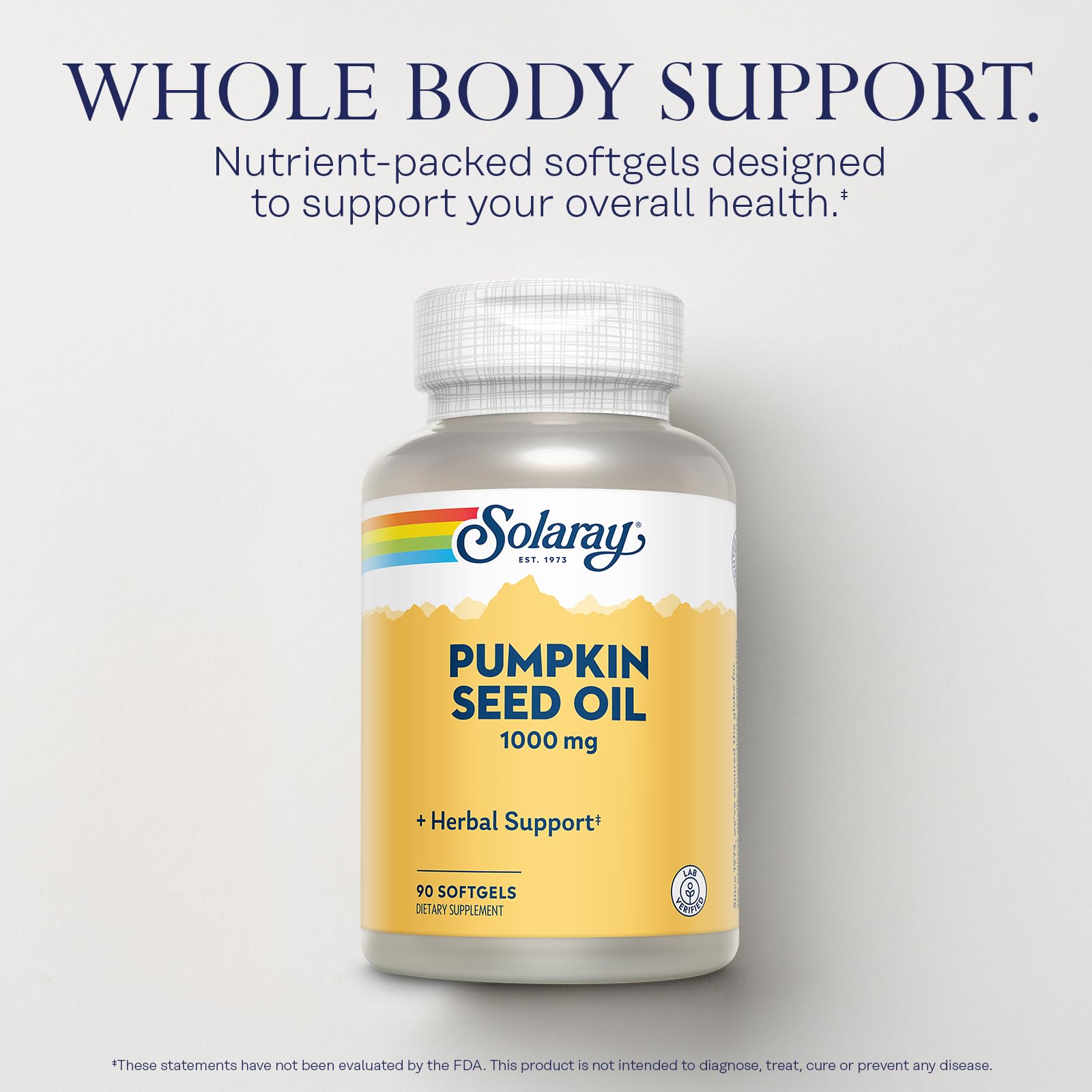 SOLARAY Aceite de calabaza de color verde oscuro con aroma suave.