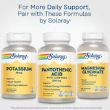 SOLARAY ácido pantoténico 500 mg, etiqueta visible, fácil de tomar