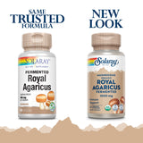 Cápsulas SOLARAY Agaricus Blazei fermentado dentro de un frasco para consumo diario