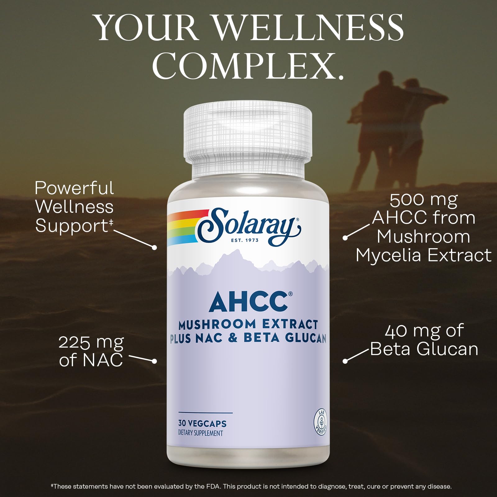 Envase reciclado post-consumo de SOLARAY AHCC para consumo responsable.