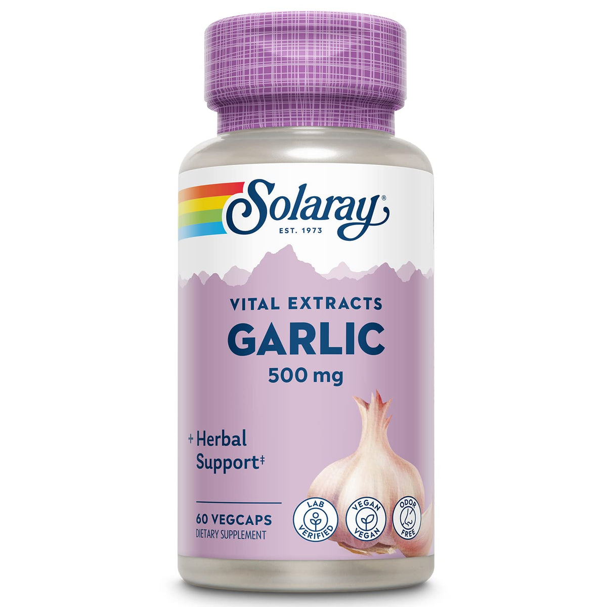 Solaray ajo 500 mg cápsulas sin olor para uso diario.