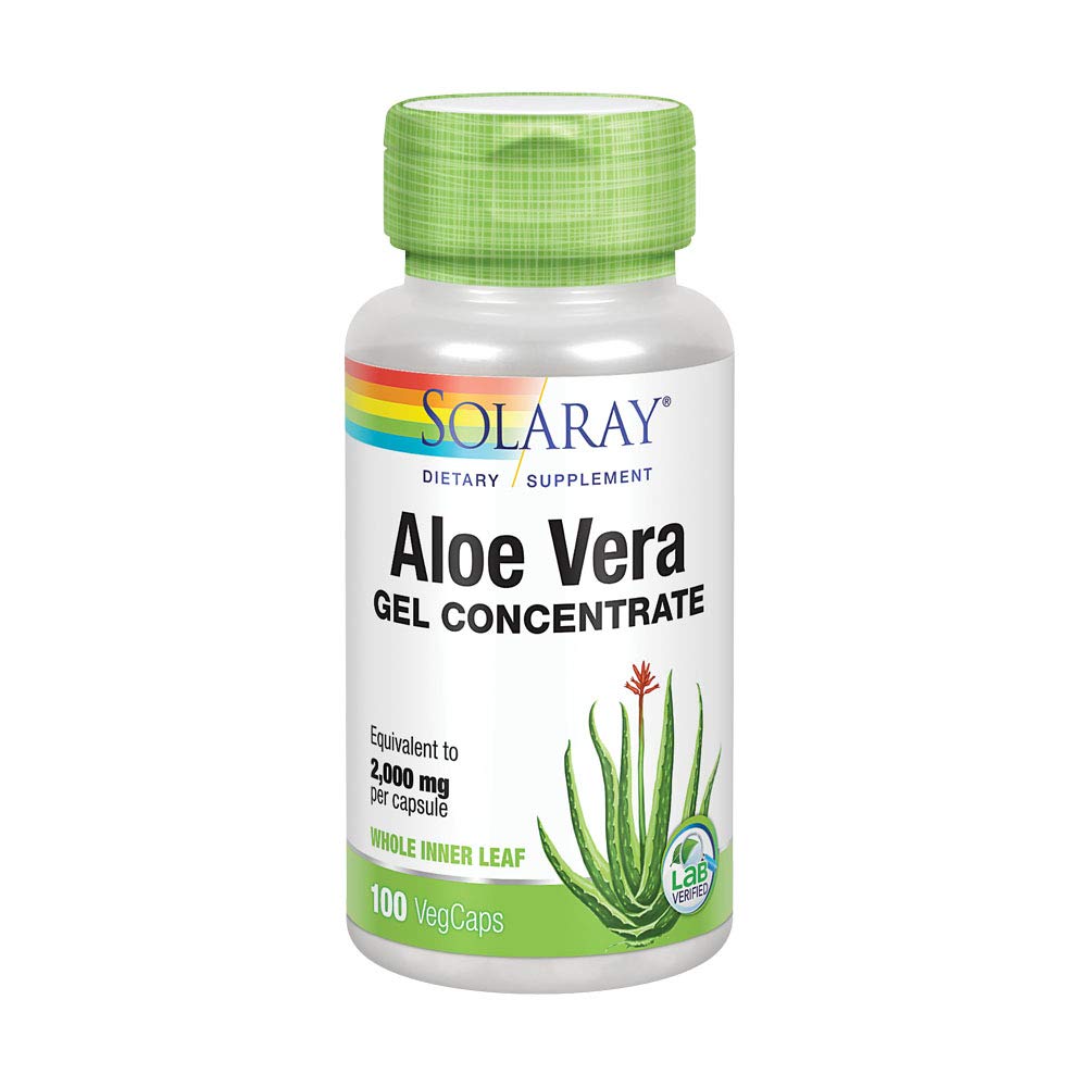 SOLARAY Aloe Vera Gel 2000 mg, botella-cerrada, uso diario suave para el cuidado de la piel.