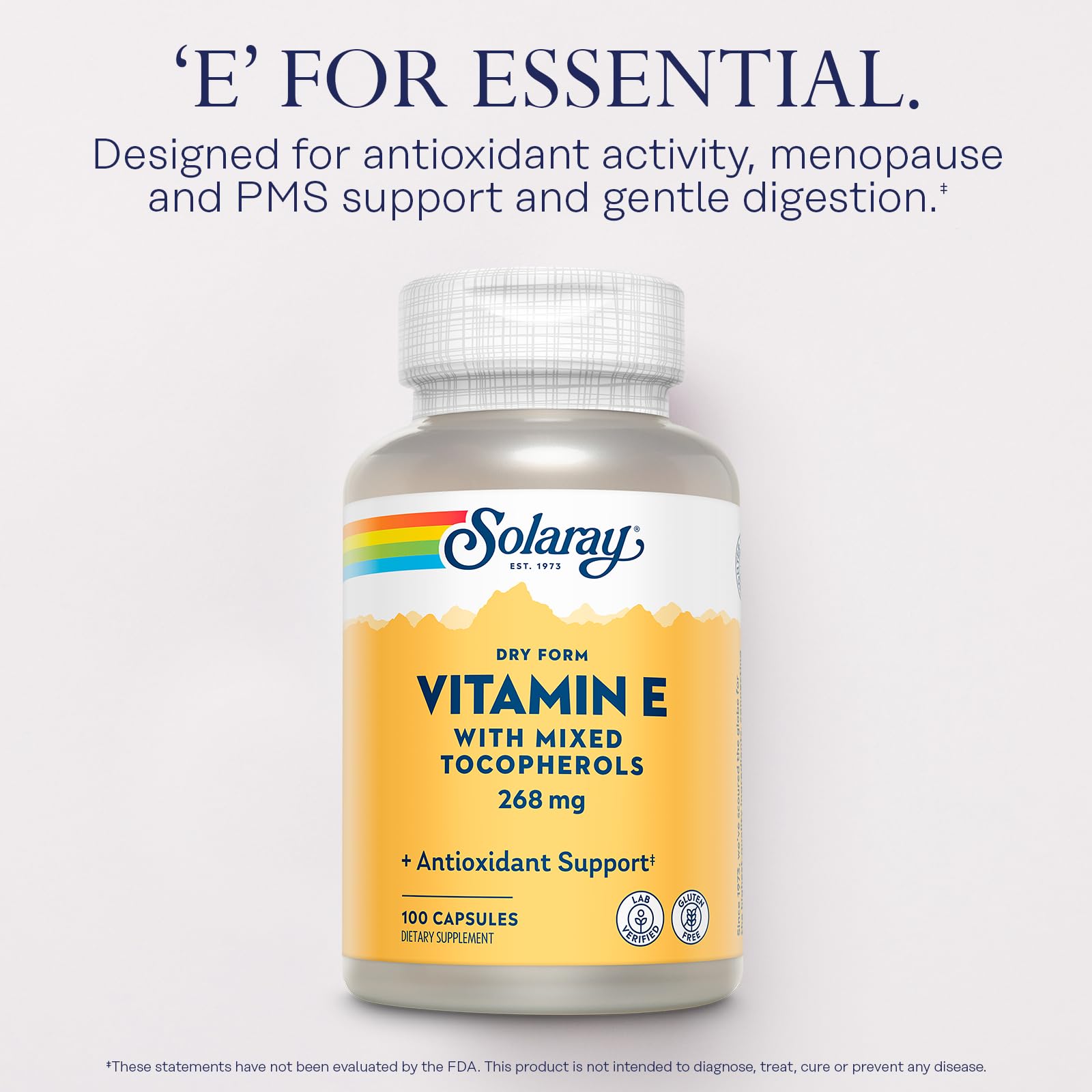 SOLARAY Antioxidante Vitamina E en formato seco para síntomas premenstruales