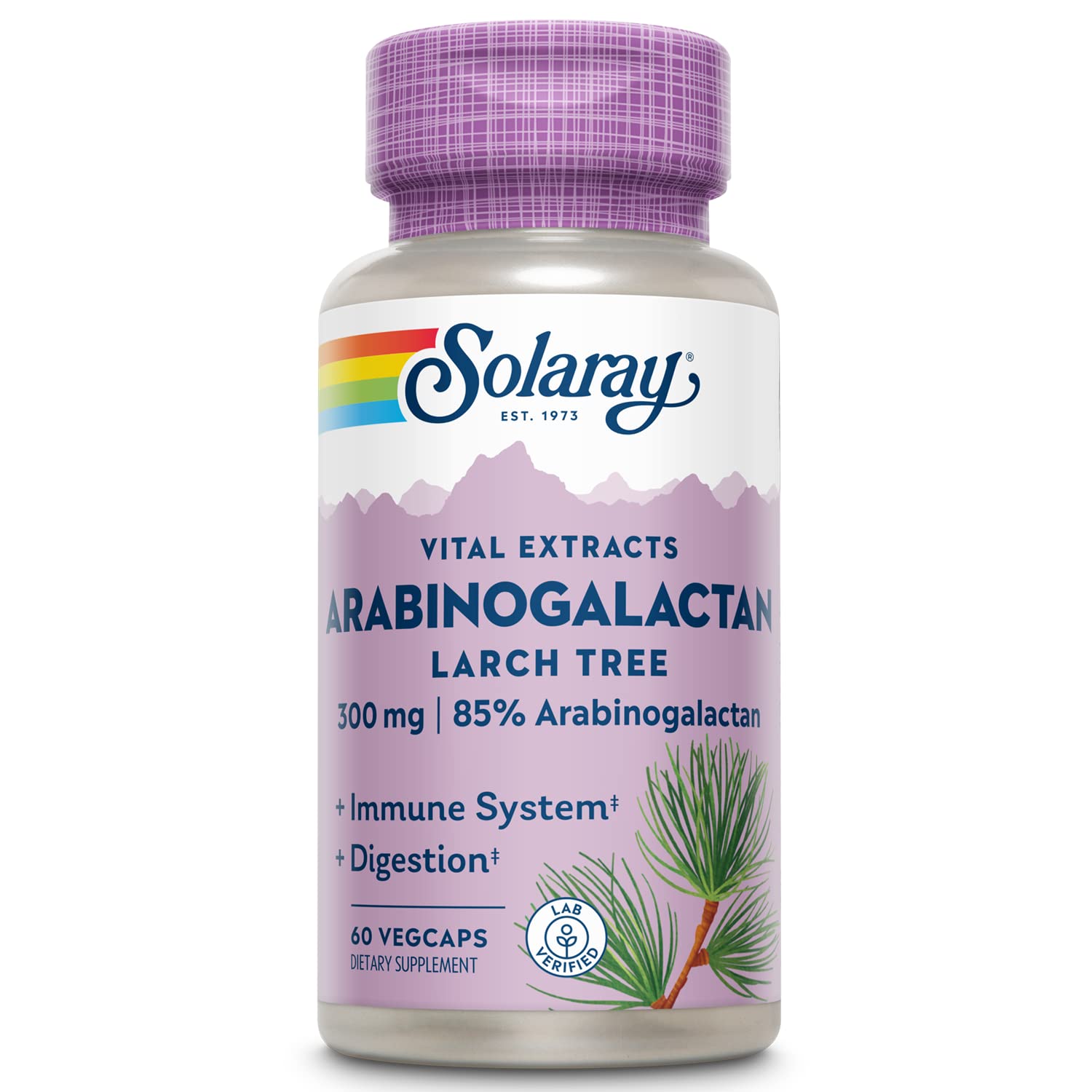 SOLARAY Arabinogalactano: botella visible para apoyo al intestino.