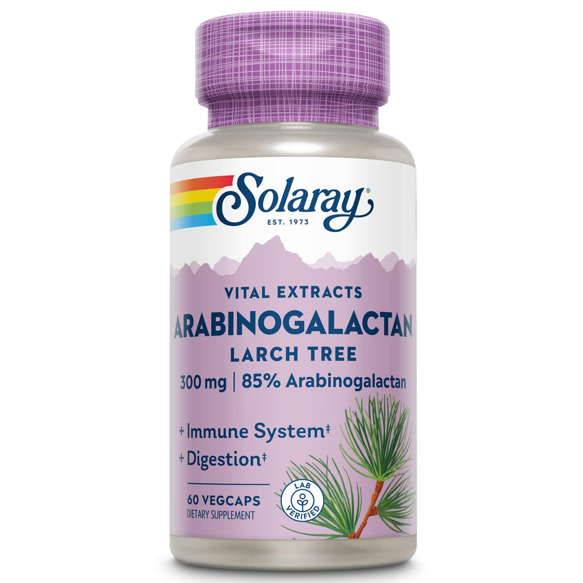 SOLARAY Arabinogalactano: botella visible para apoyo al intestino.