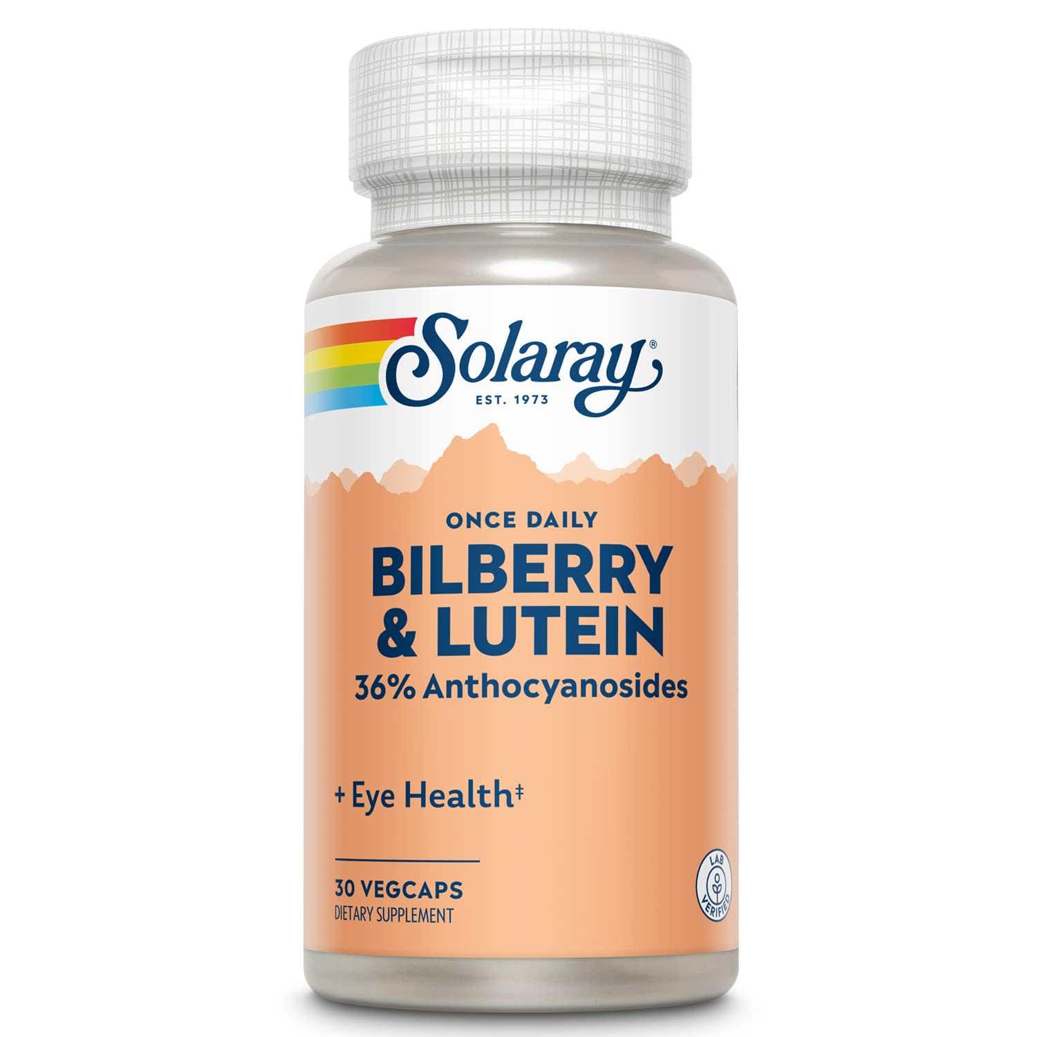 SOLARAY arándano europeo luteína, botella: posible apoyo a la salud visual diaria.