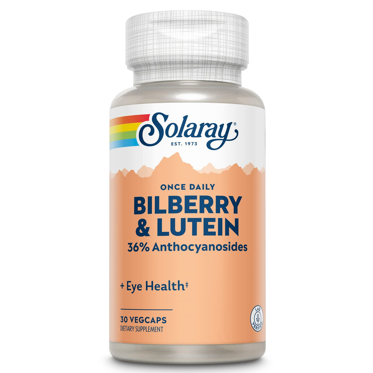 SOLARAY arándano europeo luteína, botella: posible apoyo a la salud visual diaria.