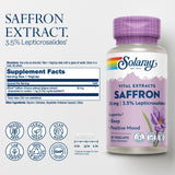 SOLARAY Azafrán Extract: etiqueta frontal con información de calidad