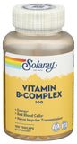 Solaray B-Complex 100 mg, cápsulas frente, posible apoyo para energía diaria.