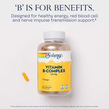 Cápsulas veganas SOLARAY B-Complex para metabolismo y apoyo nervioso.