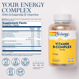 Etiqueta nutricional SOLARAY B-Complex para planificar la ingesta diaria.
