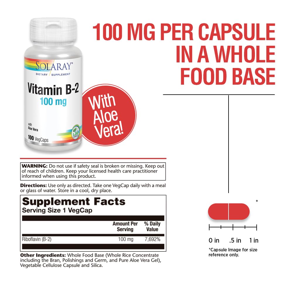 Etiqueta SOLARAY B2 100 mg con información de dosis.