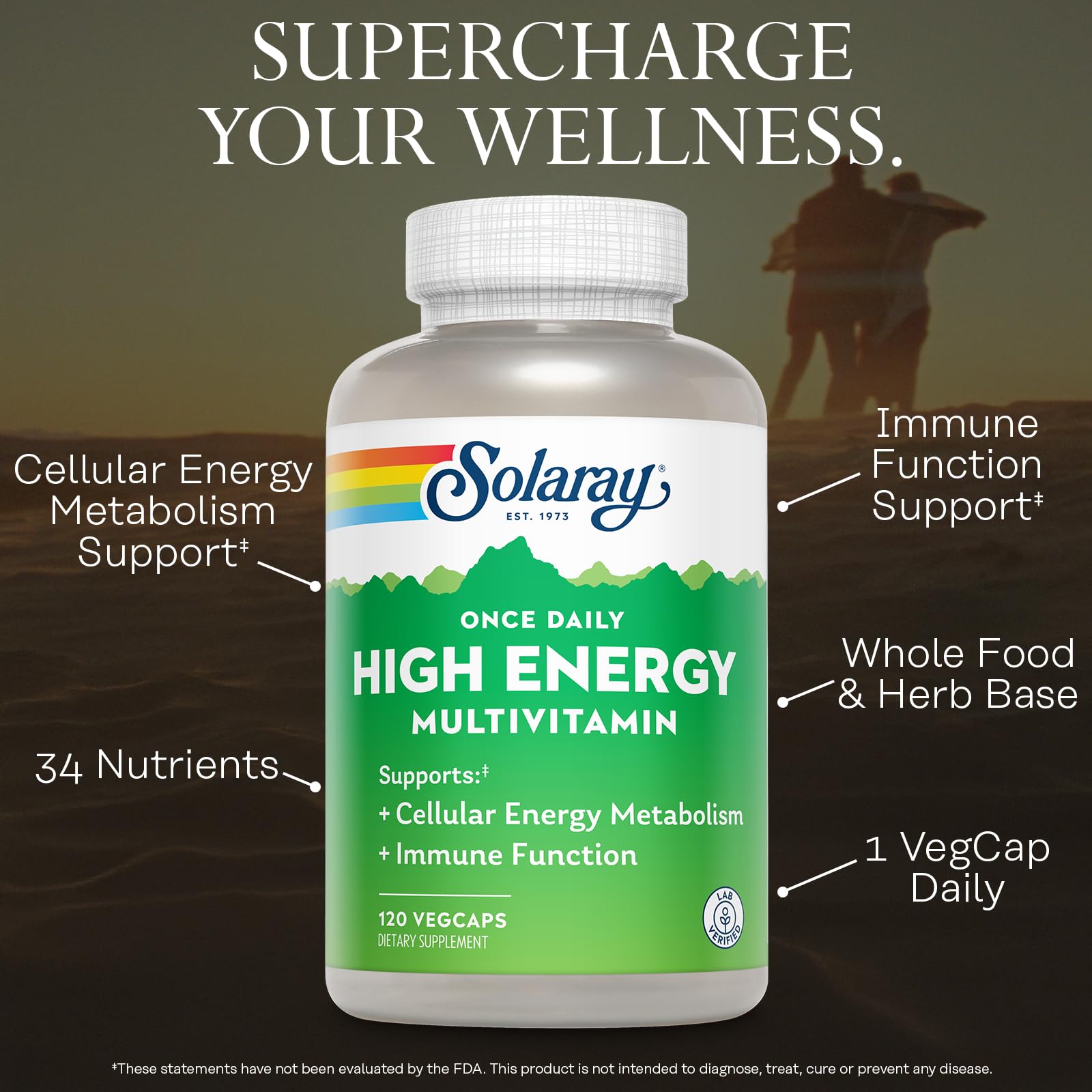 SOLARAY base de hierbas y alimentos integrales para soporte nutricional.