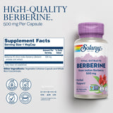 SOLARAY Berberina 500 mg, cápsulas veganas para ingesta diaria conveniente.