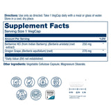 SOLARAY Berberina 250 mg etiqueta: dosis clara y usos potenciales.