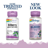 SOLARAY Bilberry Extract botella de 60 cápsulas, facilita un hábito diario para la visión.