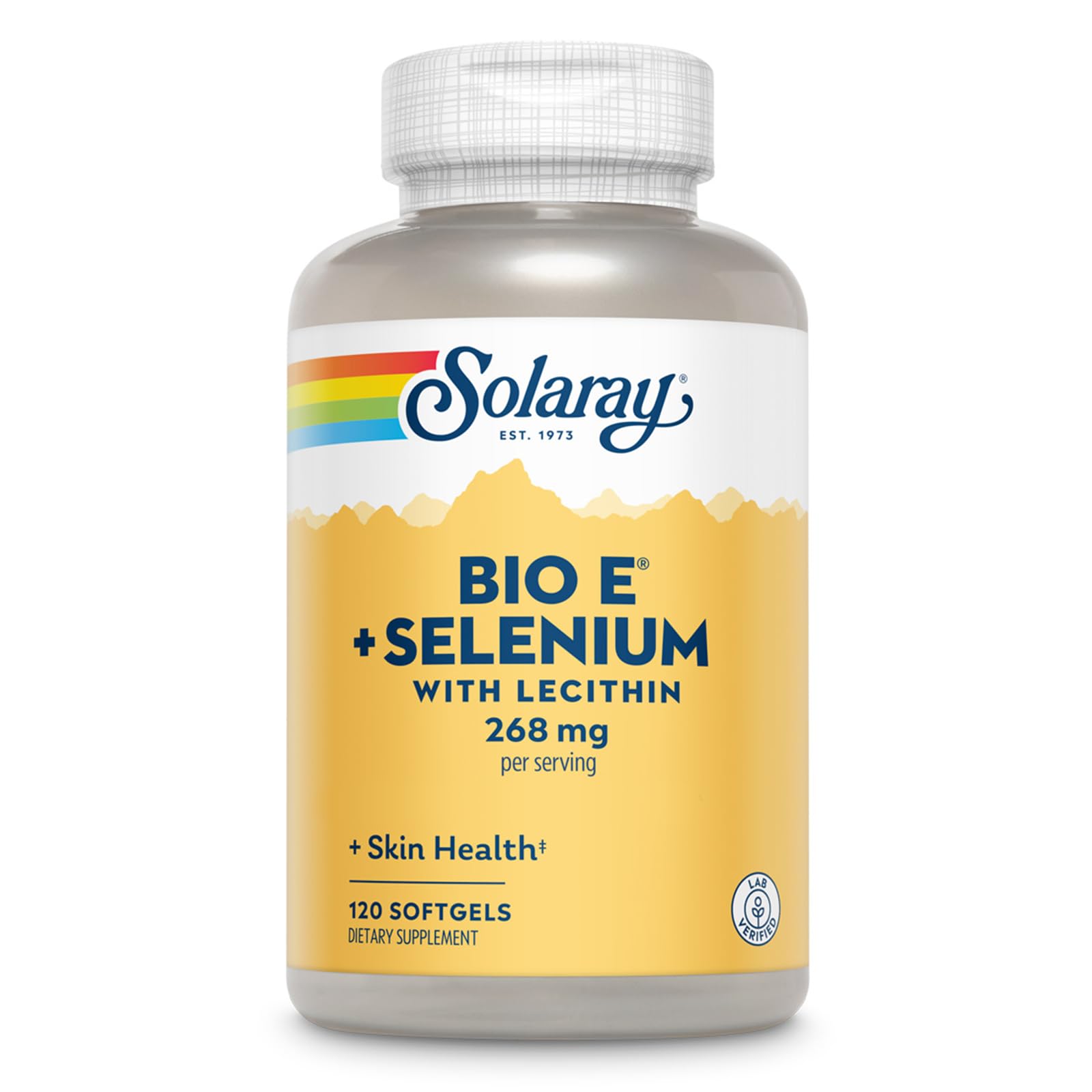 SOLARAY Bio E con Selenio cápsulas para apoyo antioxidante diario.
