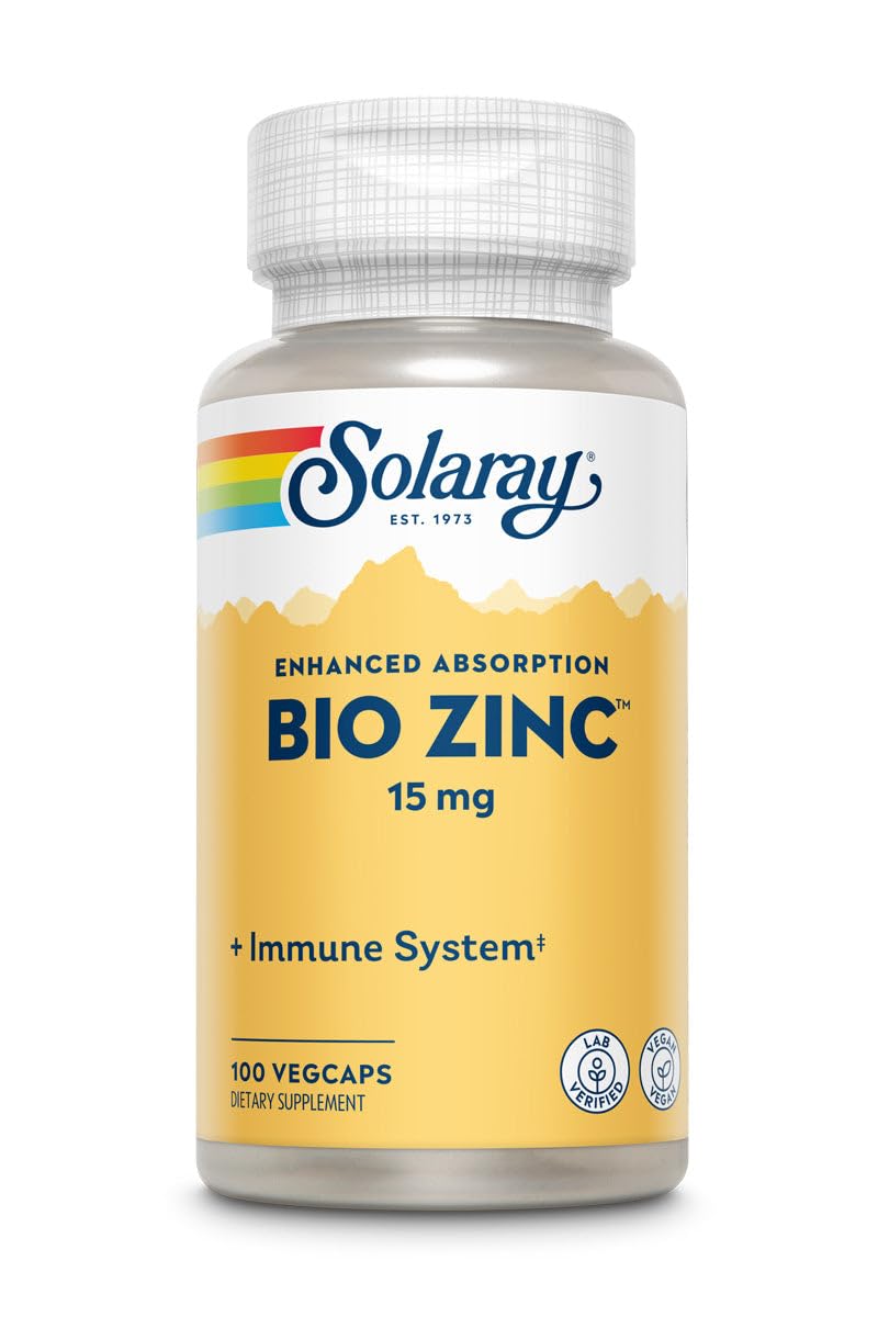 SOLARAY Bio Zinc en primer plano promueve absorción de zinc de alta biodisponibilidad