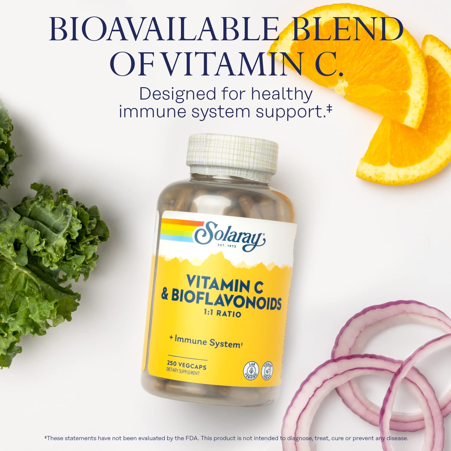 SOLARAY bioflavonoides 500 mg con hesperidina y rutina para sabor cítrico y uso diario.