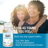 Cápsulas veganas de Biotina Solaray, libres de gluten.