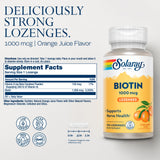 SOLARAY Biotina 1000 mcg, lingote de naranja en primer plano, sabor agradable
