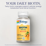 SOLARAY Biotina 1000 mcg, pastilla masticable sabor naranja, consumo sencillo