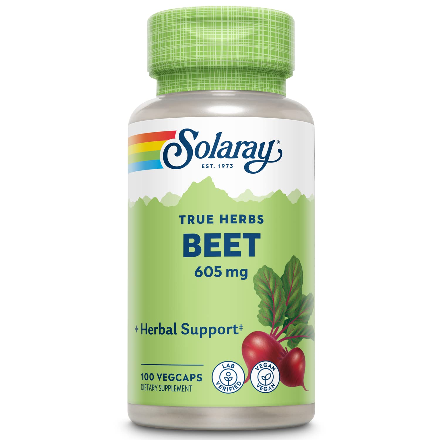 SOLARAY Remolacha 605 mg bote visible con etiqueta legible