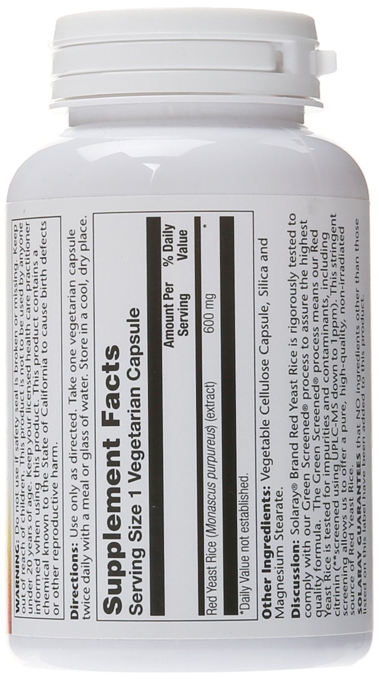 SOLARAY botella de 120 cápsulas: conveniente para uso diario con comidas