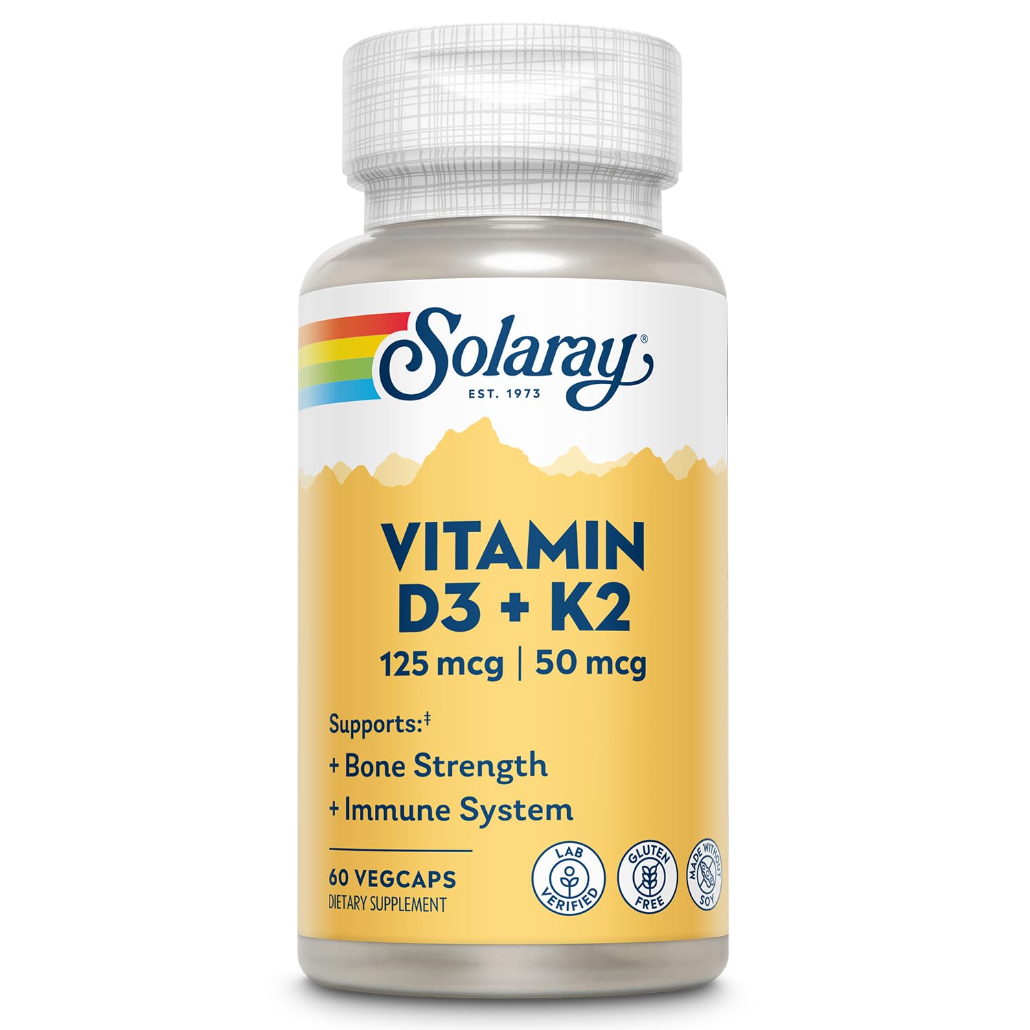 SOLARAY Vitamina D3 K2: cápsulas para la dosis diaria y soporte potencial
