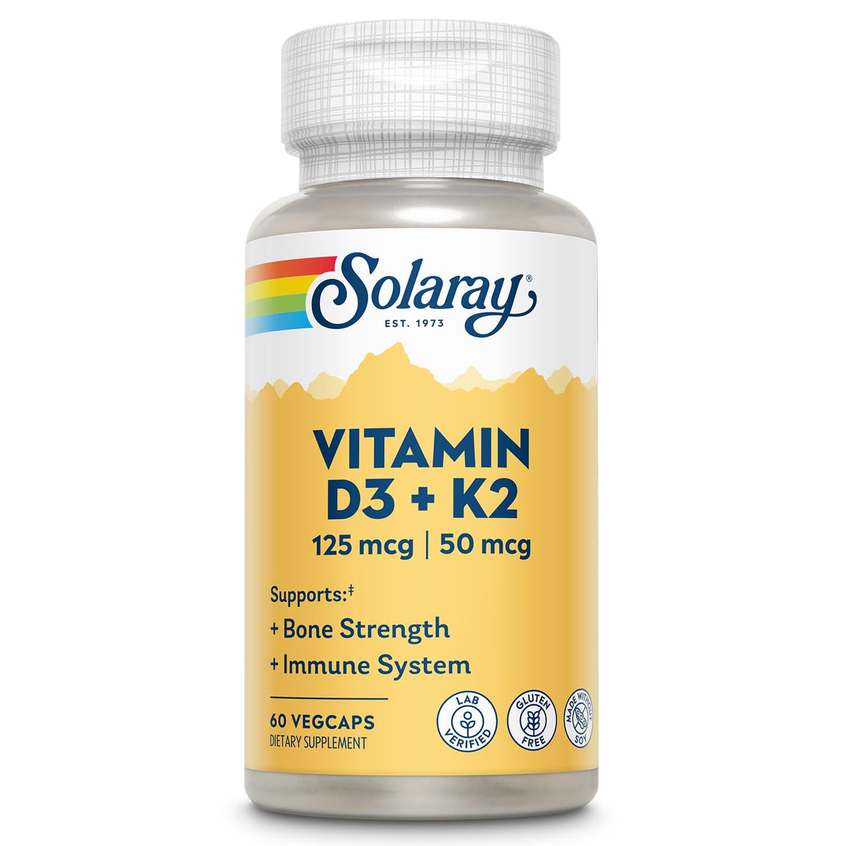 SOLARAY Vitamina D3 K2: cápsulas para la dosis diaria y soporte potencial
