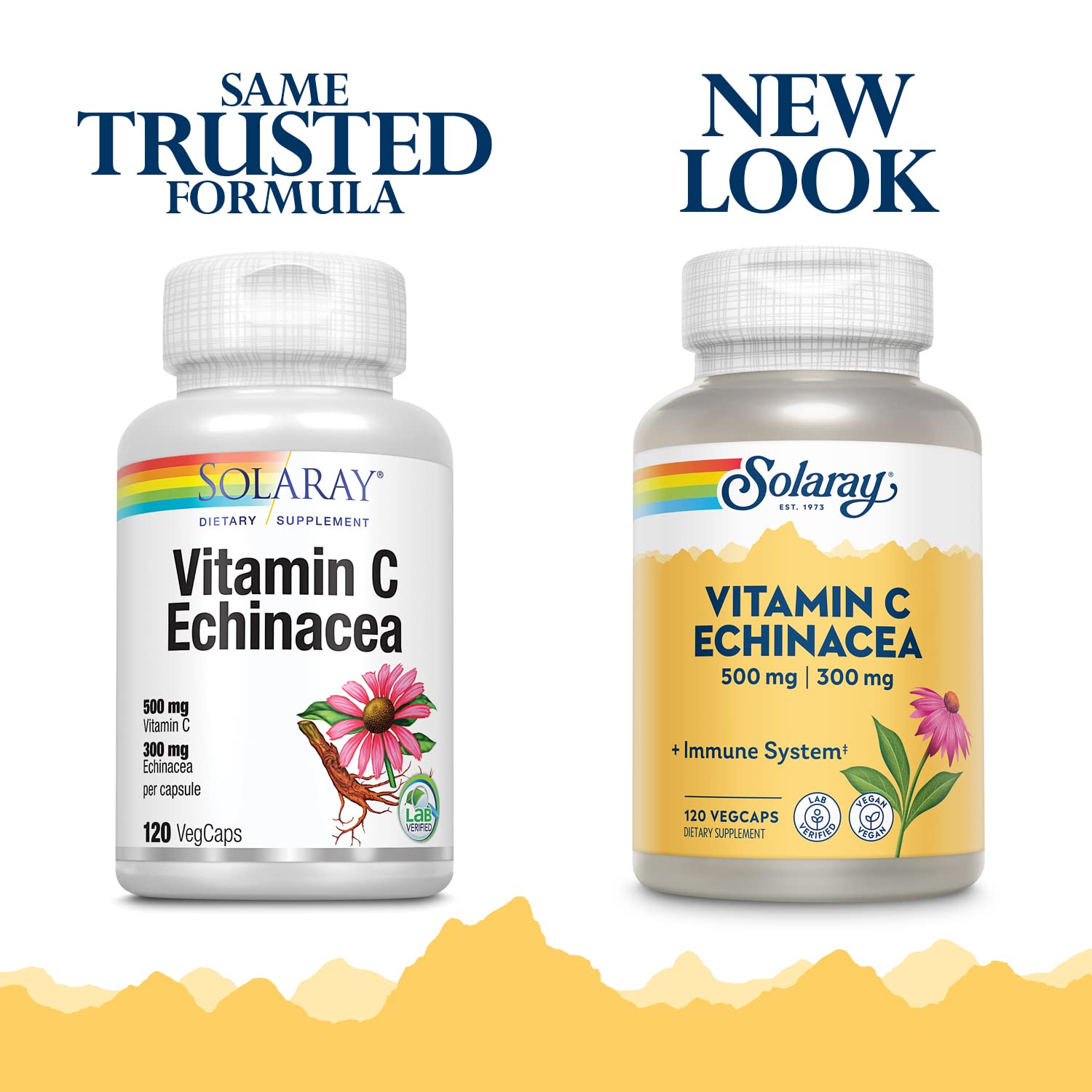 SOLARAY Botella con etiqueta, fuente de Vitamina C y Echinacea para la inmunidad estacional.