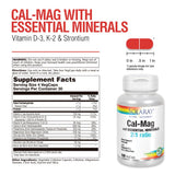 SOLARAY Cal-Mag dosis con D-3 y K-2 para mejor biodisponibilidad.
