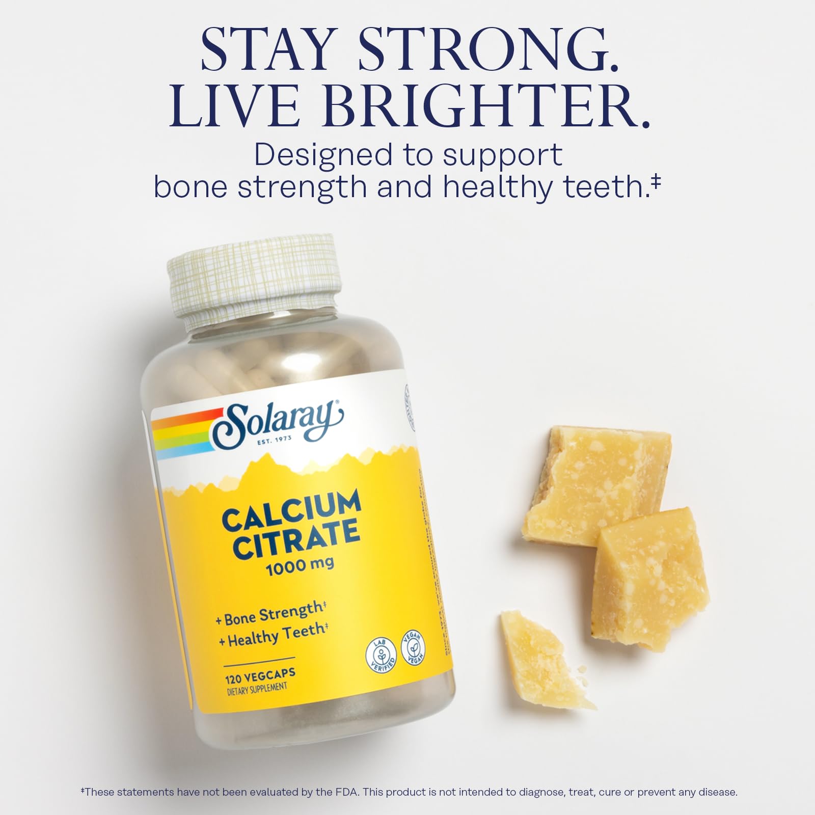 SOLARAY calcio citrato 1000mg etiqueta clara para consumo