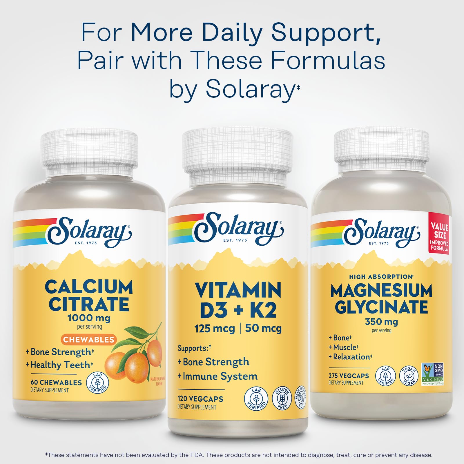 SOLARAY Calcio Citrato 1000 mg, presentación de 15 porciones para organización semanal.