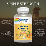 SOLARAY Calcio Citrato 1000 mg, sin gluten y vegano, apto para diversas dietas.