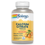 SOLARAY Calcio Citrato 1000 mg, tabletas masticables sabor naranja para uso diario.