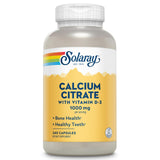 SOLARAY Calcio Citrato con Vitamina D3 en botella para huesos más fuertes.