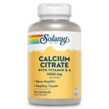 SOLARAY Calcio Citrato con D3 en botella, apoyo diario para huesos saludables.