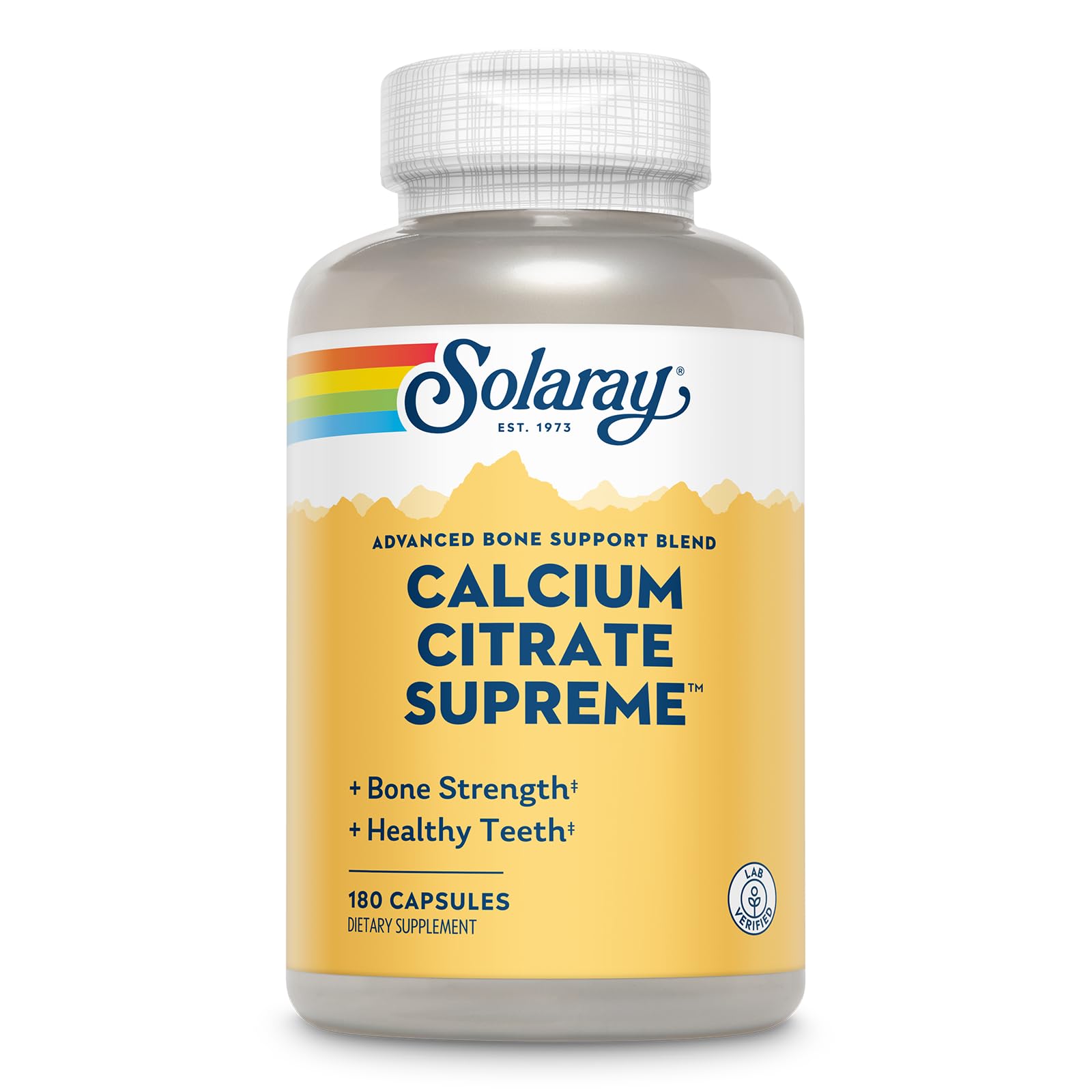 SOLARAY Calcio Citrato Supremo 800 mg, botella, soporte óseo diario.